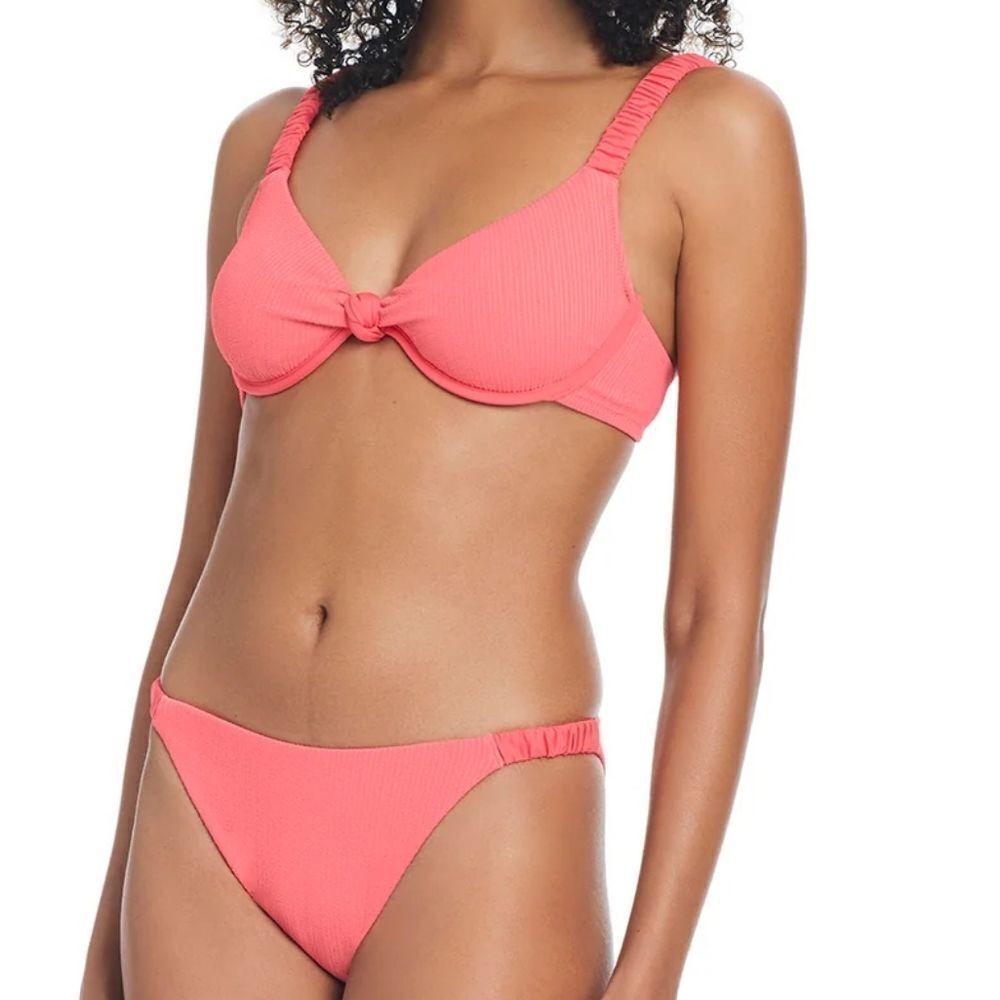 Sanctuary Swim Women's Watermelon Sugar Red Sandbar Solids Bikini Set Size XL